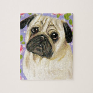 Shabby Chic Pug Jigsaw Puzzle