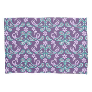 Shabby Chic Purple and blue Paisley Pattern Pillowcase