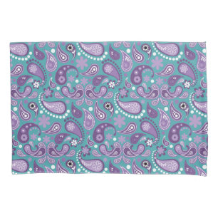 Shabby Chic Purple and blue Paisley Pattern Pillowcase