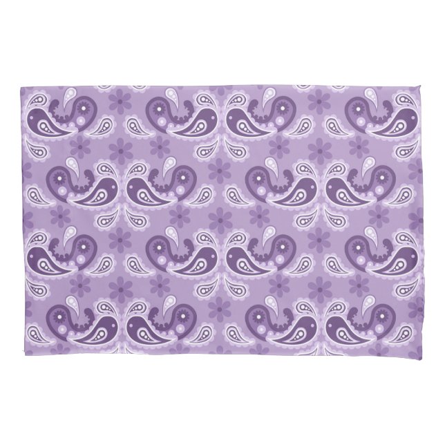 Shabby Chic Purple and white Paisley Pattern Pillowcase (Front)