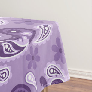 Shabby Chic Purple and white Paisley Pattern Tablecloth