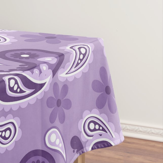 Shabby Chic Purple and white Paisley Pattern Tablecloth (In Situ)