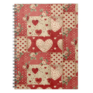 Shabby Chic Red Patchwork Pattern Notebook