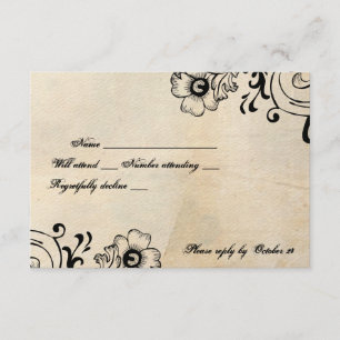 Shabby Chic Retro Floral rsvp with envelopes