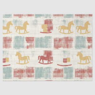 Shabby Chic Rocking Horse Plaid Pattern Tissue Paper