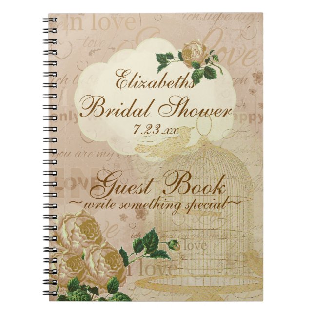 Shabby Chic Romantic Vintage Bridal Guest Book | (Front)