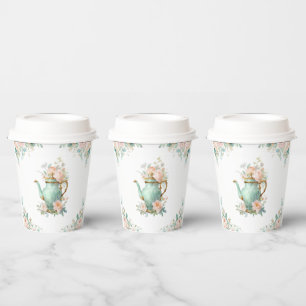 Shabby Chic Romantic Vintage Roses Floral Party Paper Cups