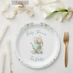 Shabby Chic Romantic Vintage Roses Floral Party Paper Plate