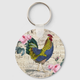 Shabby Chic Rooster Key Ring