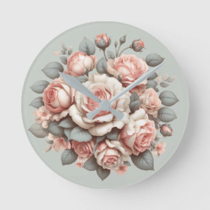Shabby Chic Rose Delight Round Clock