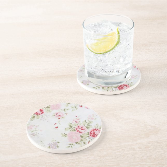 Shabby Chic Rose Floral Coaster (Side)