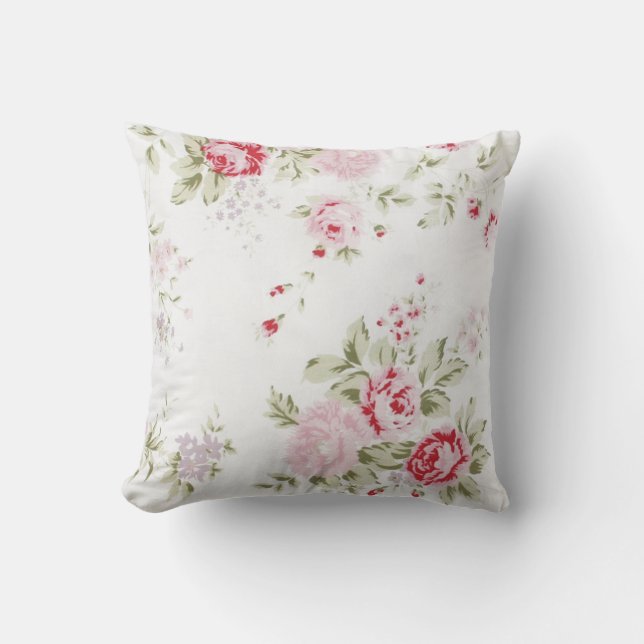 Shabby Chic Rose Floral Cushion (Front)
