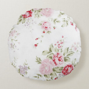 Shabby Chic Rose Floral Round Cushion