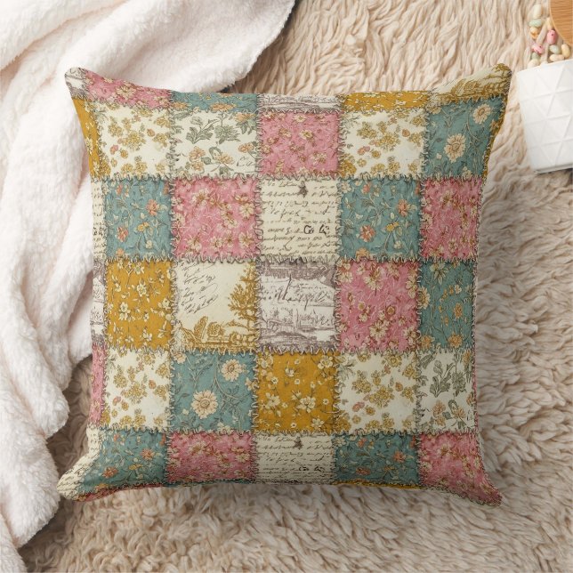 Shabby Chic Rose Quilt Pattern Cushion (Blanket)