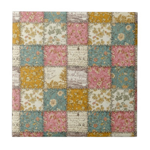 Shabby Chic Rose Quilt Pattern Tile