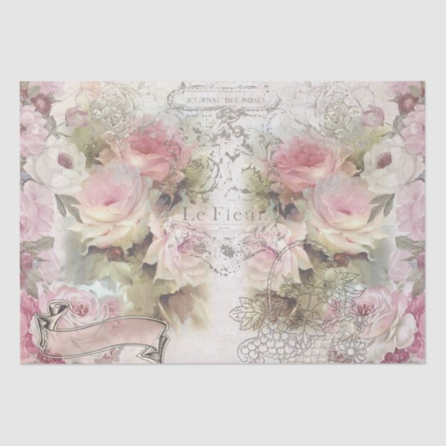 Shabby Chic Roses Collage Pattern  Tissue Paper (Front)