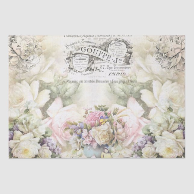 Shabby Chic Roses Collage Pattern  Tissue Paper (Front)