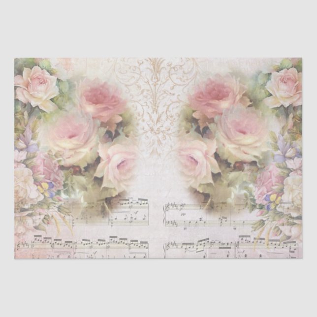 Shabby Chic Roses Collage Pattern  Tissue Paper (Front)