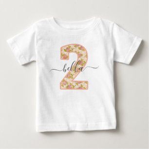 Shabby Chic Roses & Custom Name 2nd Birthday Party Baby T-Shirt