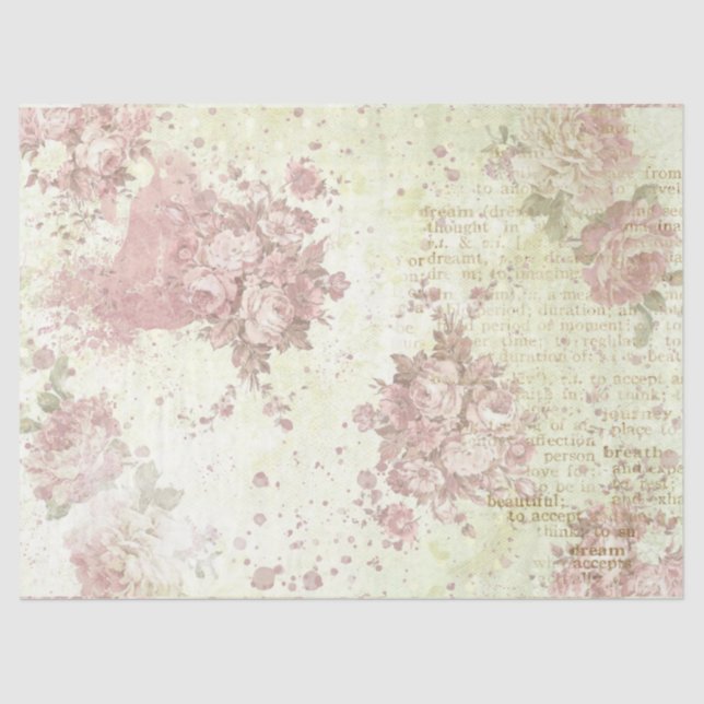 Shabby Chic Roses Design 2 Tissue Paper (Front)