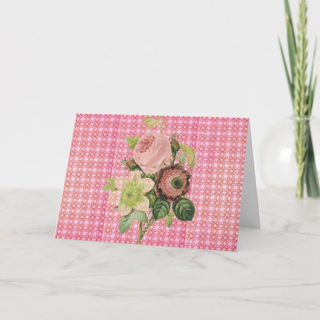 Shabby Chic Roses Greeting Card (Front)