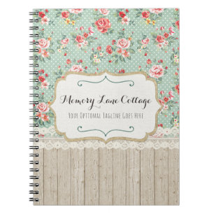 Shabby Chic Roses, Lace & Burlap Vintage Boutique Notebook