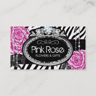 Shabby Chic Roses on Zebra Business Cards