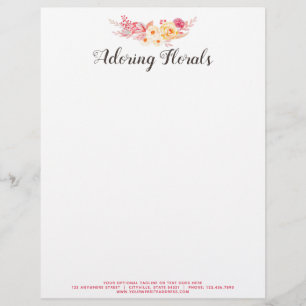 Shabby Chic Roses Rustic Vintage Blush Pink Floral Custom Letterhead