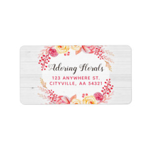 Shabby Chic Roses & Rustic Wood Blush Pink Floral Label