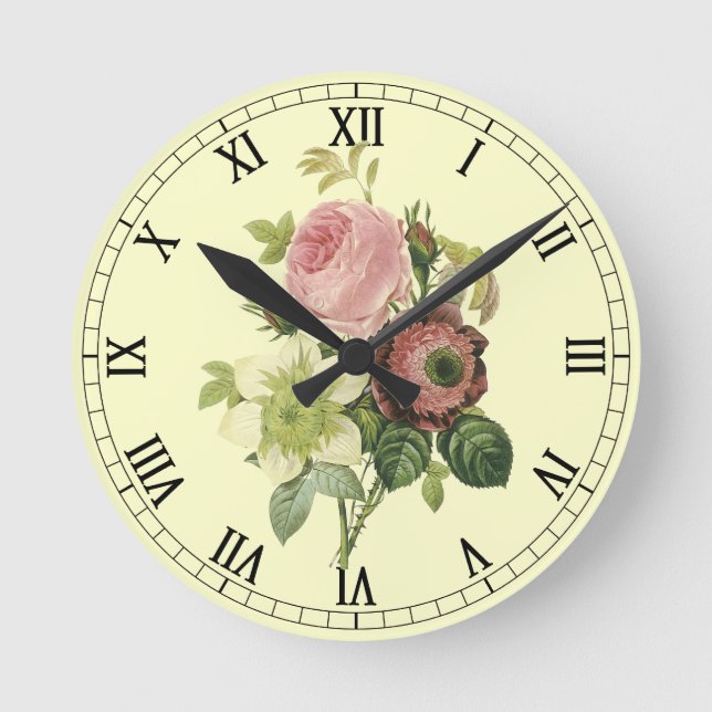 Shabby Chic Roses Wall Clock (Front)
