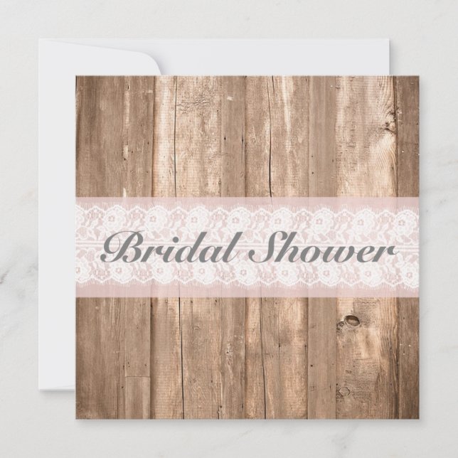 Shabby Chic Rustic Bridal Shower Customisable Invitation (Front)
