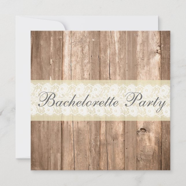 Shabby Chic Rustic Cream Bachelorette Party Invitation (Front)