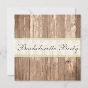 Shabby Chic Rustic Cream Bachelorette Party Invitation