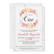 Shabby Chic Rustic One First Birthday Invitation