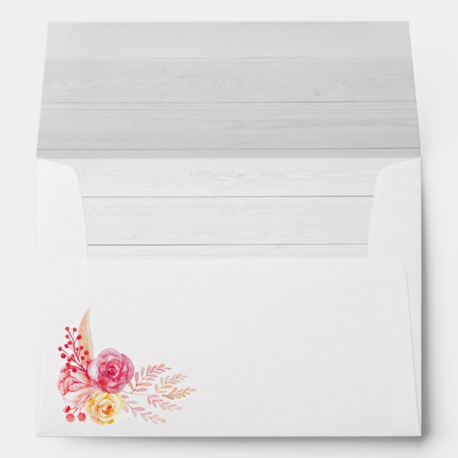 Shabby Chic Rustic Wood Blush Pink Rose Invitation Envelope (Back (Bottom))