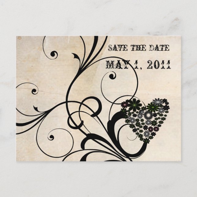 Shabby Chic Save the Date Announcement Postcard (Front)