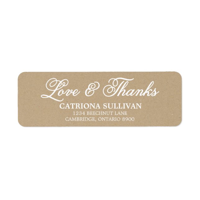 Shabby Chic Script Love & Thank Address Label (Front)