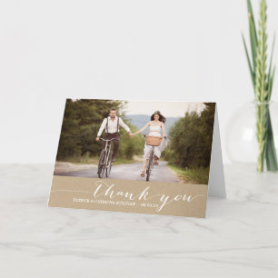 Shabby Chic Script Photo Wedding Thank You Card