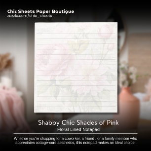 Shabby Chic Shades of Pink Floral Lined Notepad