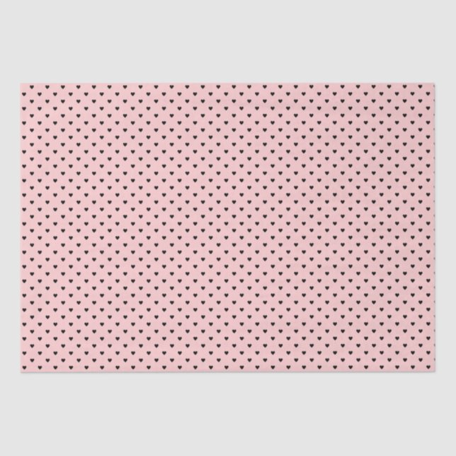 Shabby Chic Simple Black Hearts over Peachy Pink Tissue Paper (Front)