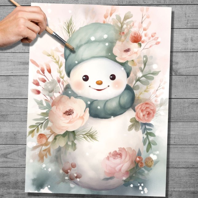 Shabby Chic Snowman 1 Decoupage Paper (Creator Uploaded)