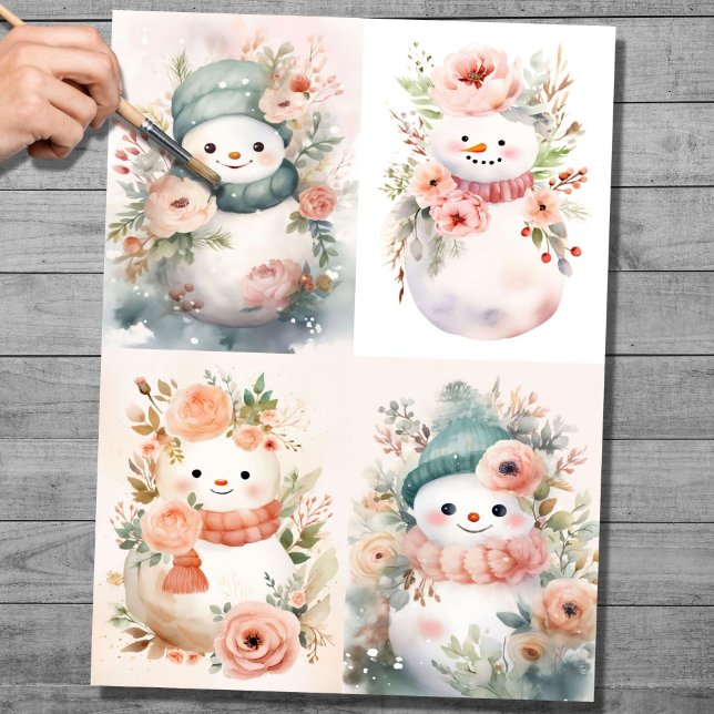 Shabby Chic Snowman Collage 1 Decoupage Paper (Creator Uploaded)