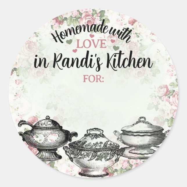 Shabby chic soup terrines food gift tag labels (Front)