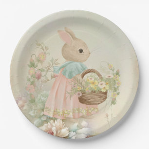 Shabby Chic Spring Rabbit Paper Plate