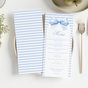 Shabby Chic Striped Arch Bow Baby Boy Shower Menu