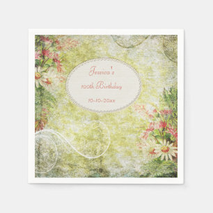 Shabby Chic Sweet 100th Birthday & Wildflowers Napkin