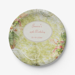 Shabby Chic Sweet 45th Birthday & Wildflowers Paper Plate