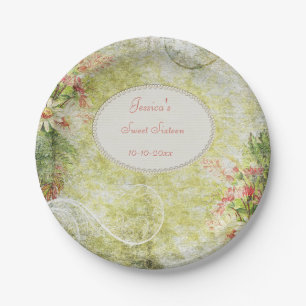 Shabby Chic Sweet Sweet 16 & Wildflowers Paper Plate