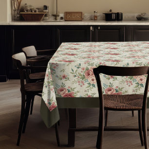 Shabby Chic Tablecloth Vintage Botanical Prints