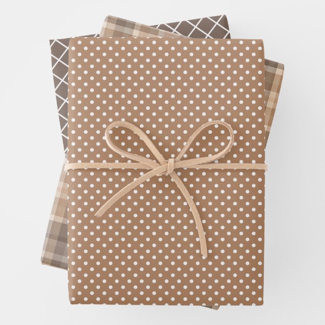 Shabby Chic Tan Beige Taupe Brown Stripes Pattern Wrapping Paper Sheet (In situ)